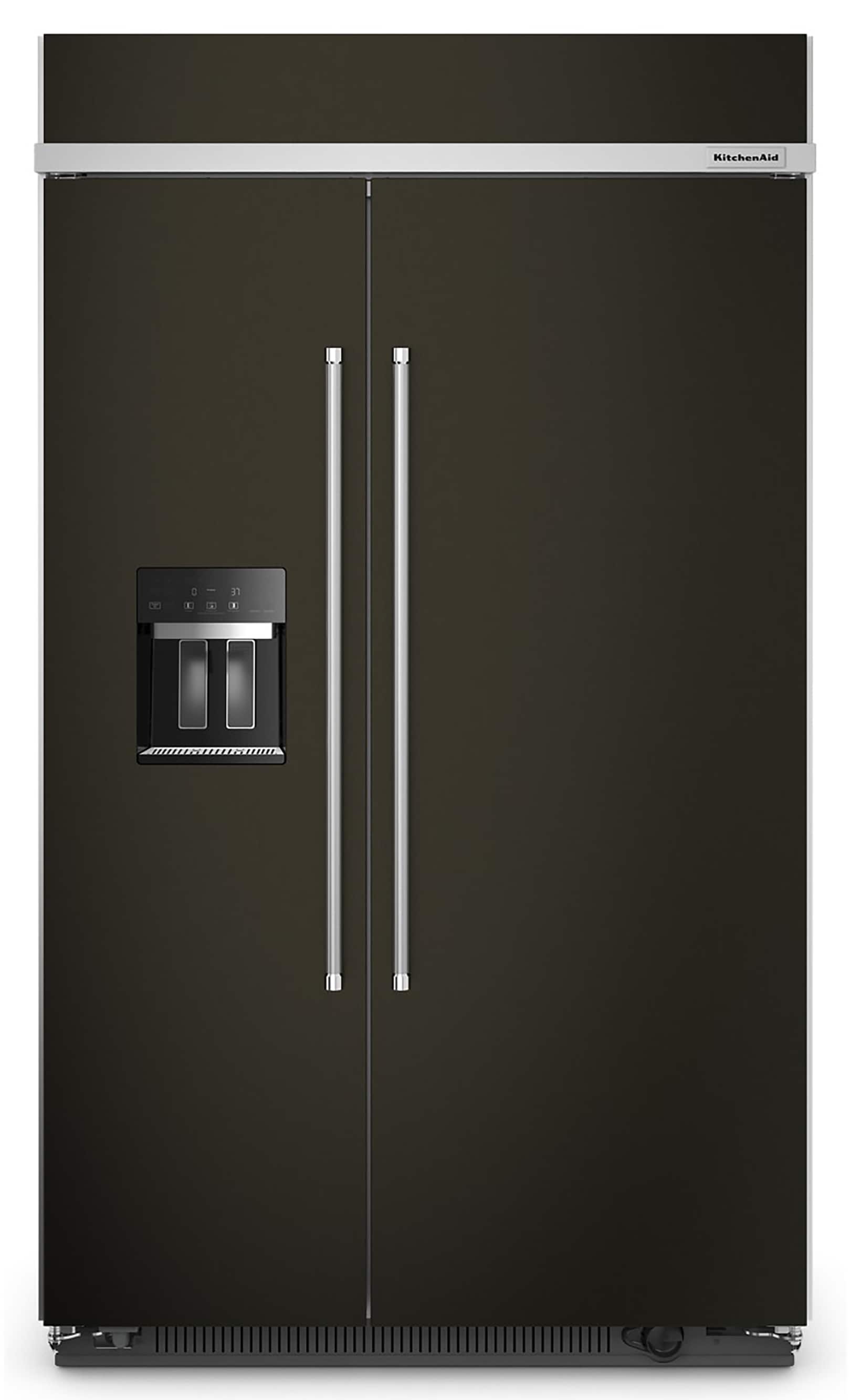 KitchenAid 25.1-cu ft Counter-Depth Side-by-Side Refrigerator Built-In ,Water and Ice Dispenser ( Black Stainless Steel with PrintShield Finish ) ENERGY STAR Certified