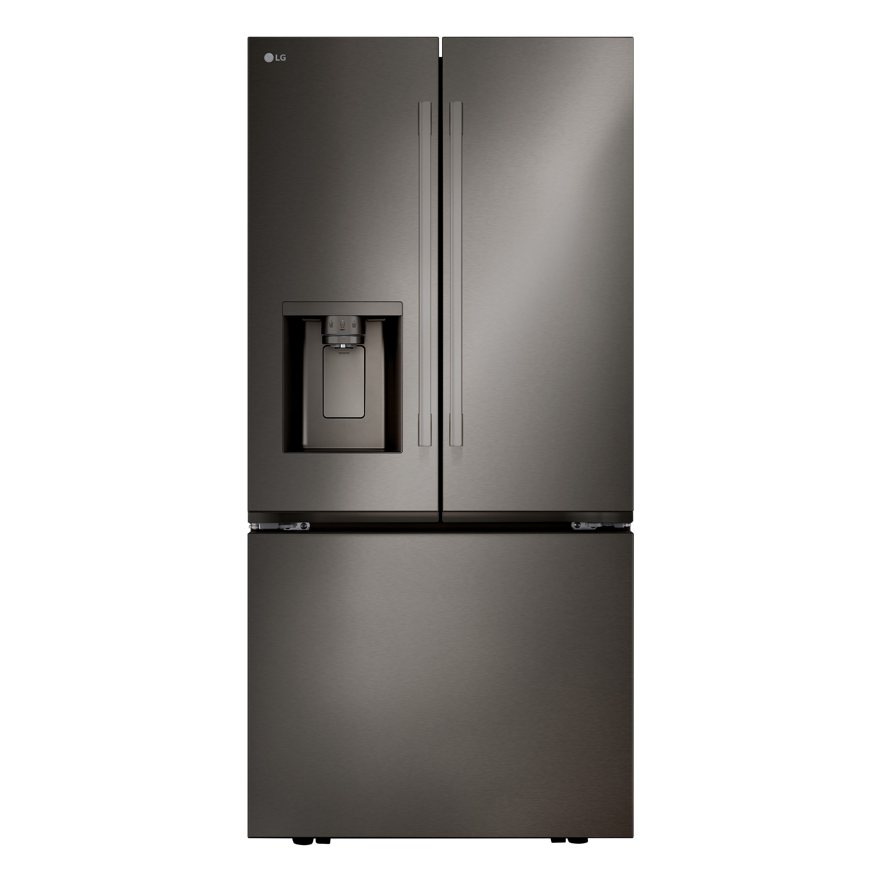 LG Standard-Depth 24.5-cu ft 3 -Door Smart Compatible French Door Refrigerator with Dual Ice Maker with Water and Ice Dispenser ( PrintProof Black Stainless Steel ) ENERGY STAR Certified