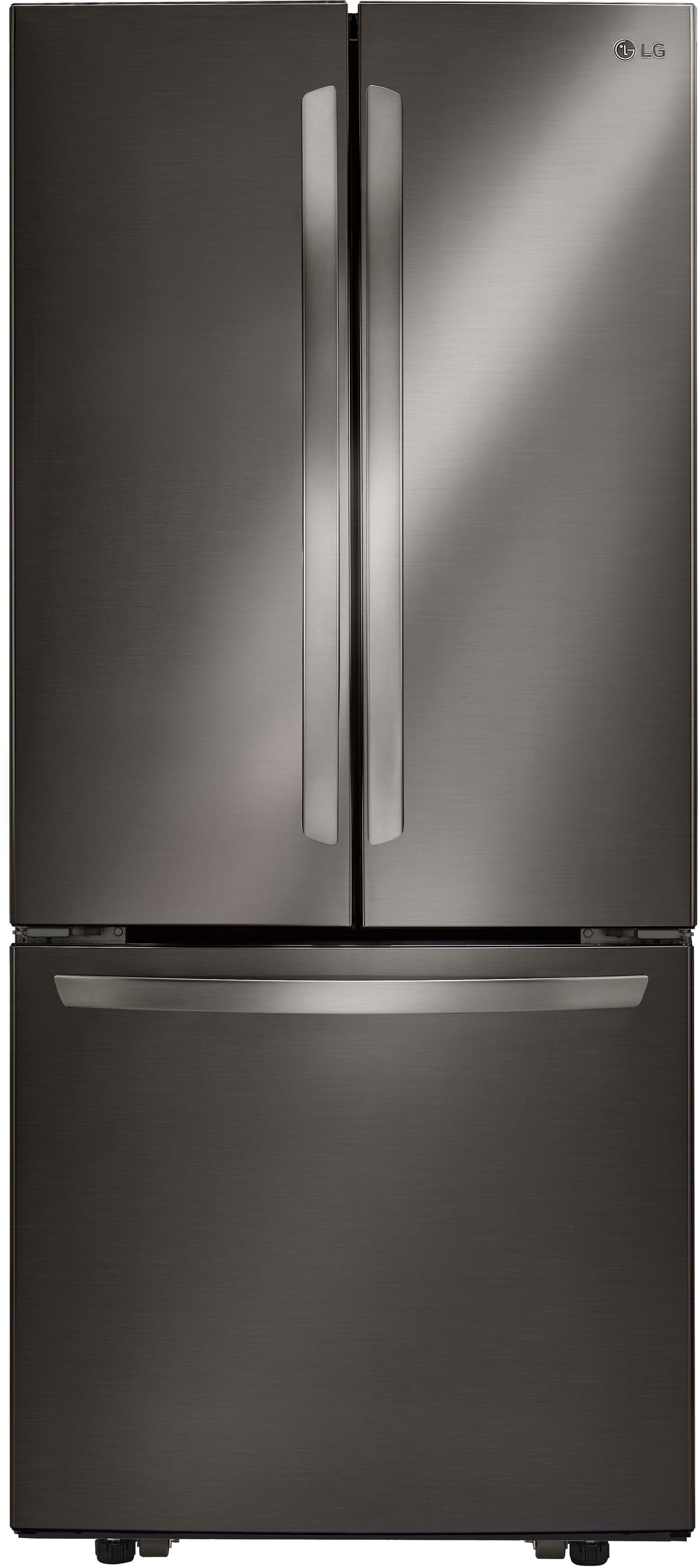 LG Standard-Depth 21.8-cu ft 3 -Door French Door Refrigerator with Ice Maker ( Black stainless steel )